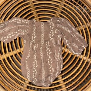 Brown Floral Baby Romper